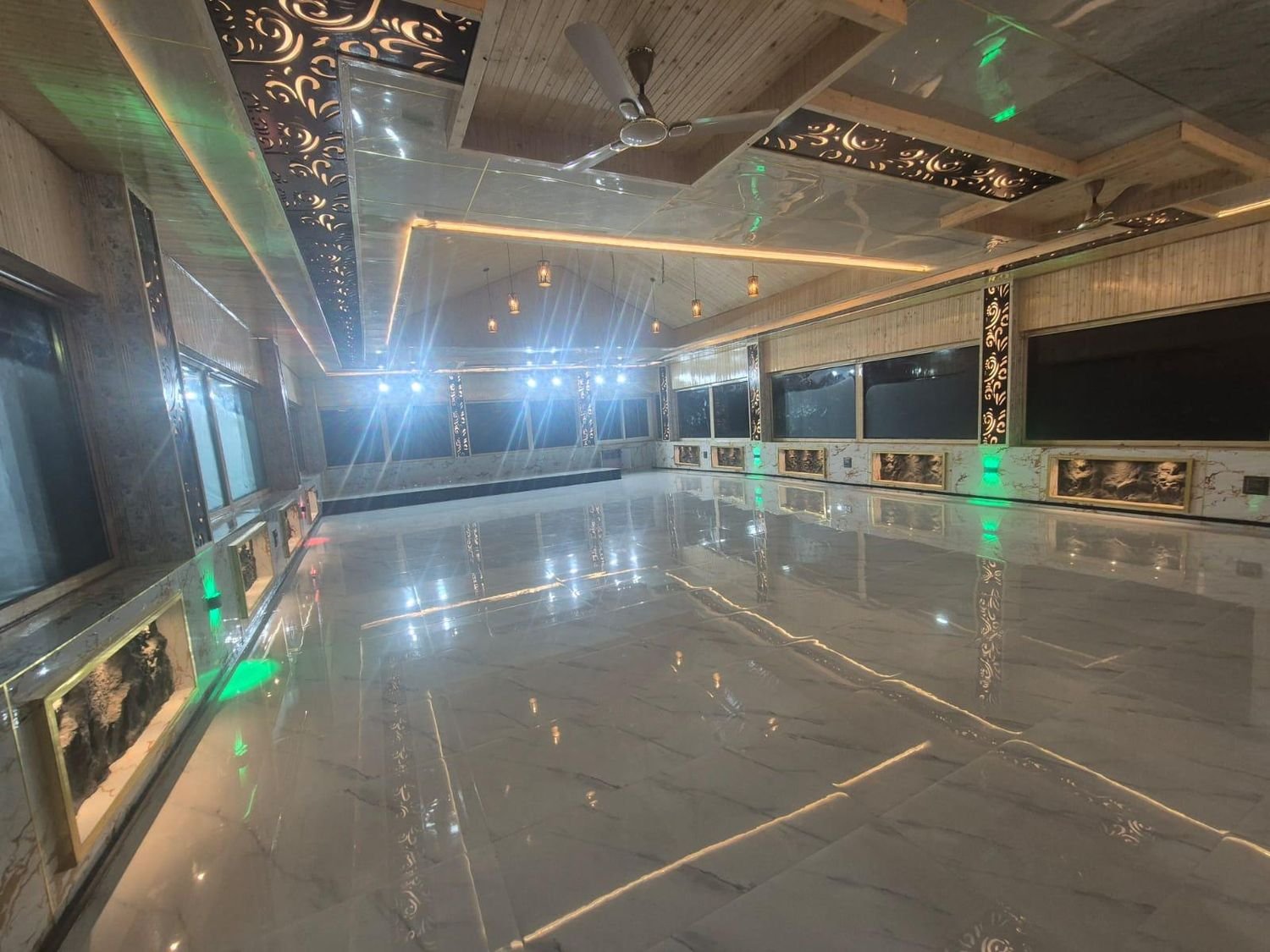 Party Hall lit for an evening event